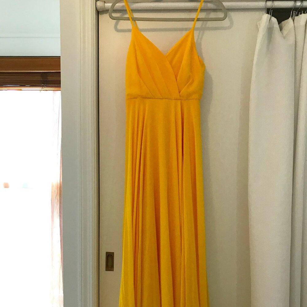 Lulus Yellow Spaghetti-Strap Gown, Size Small, Worn Once